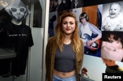 Kurt Cobain's daughter Frances Bean Cobain attends the opening of the "Growing Up Kurt Cobain" exhibition in Newbridge, Ireland, July 17, 2018.