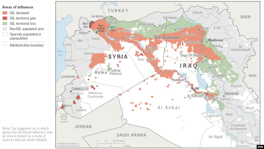 Map: Islamic State Areas of Influence, August 2014 - May 2017