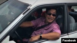 This recent Facebook photo shows Hun Sen at the wheel of a passenger vehicle. Usually, he's driven in a bulletproof SUV.
