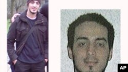 In this undated combination photo provided by the Belgian Federal Police in Brussels on Monday, March 21, 2016, suspect Najim Laachraoui is shown. 