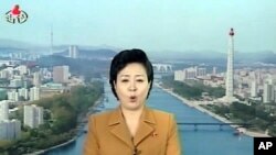 지난 2월 한국의 서해 사격훈련을 앞두고 공개통고장을 낭독하는 북 아나운서 (자료사진).