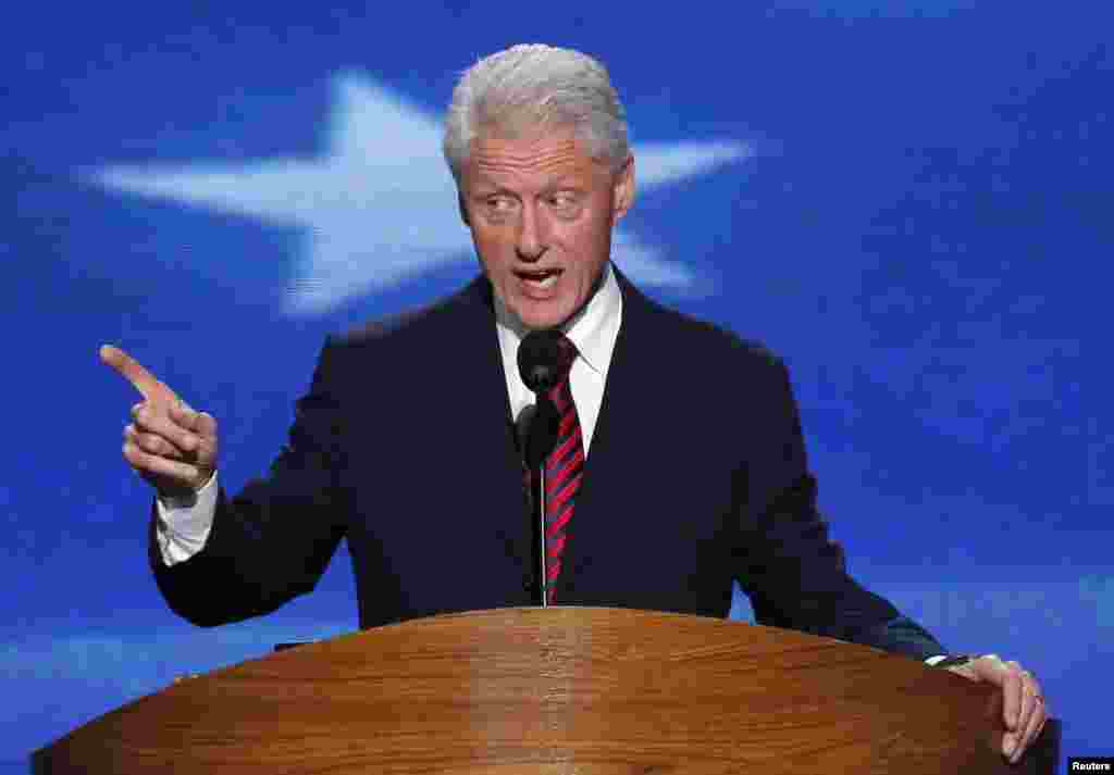 Former President Bill Clinton addresses the Democratic National Convention, Charlotte, North Carolina, September 5, 2012