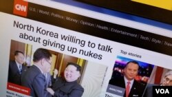 6일 미국 CNN 방송 홈페이지. 북한이 비핵화 대화 의지를 밝히고 남북한 정상회담 개최에도 합의했다는 소식을 머리기사로 다뤘다.