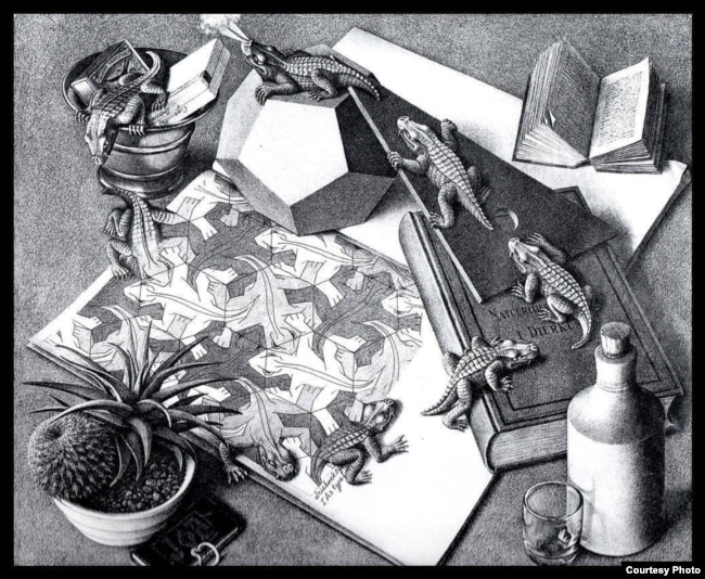 Bò sát, tranh M.C. Escher, 1943.