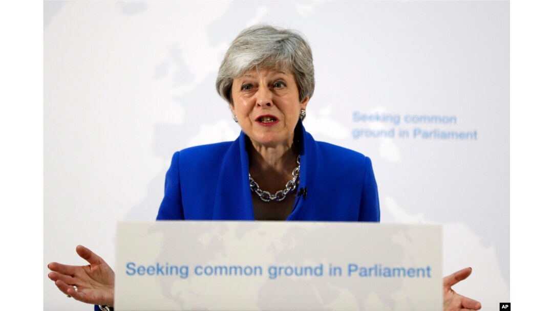 FILE - Britain's Prime Minister Theresa May delivers a speech in London, May 21, 2019.