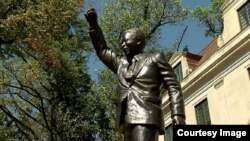 Nelson Mandela statue unveiled Saturday at the South African Embassy in Washington DC. (South African Embassy photo)