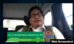 Juru Bicara Satgas Nasional Penanganan COVID-19, Prof. Wiku Bakti Bawono Adisasmito dalam sebuah webinar (Foto: screenshot)