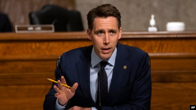 资料照:共和党联邦参议员霍利(Sen. Josh Hawley, R-MO)