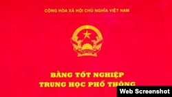 Mẫu bằng tốt nghiệp THPT. Photo thanglong.edu.vn