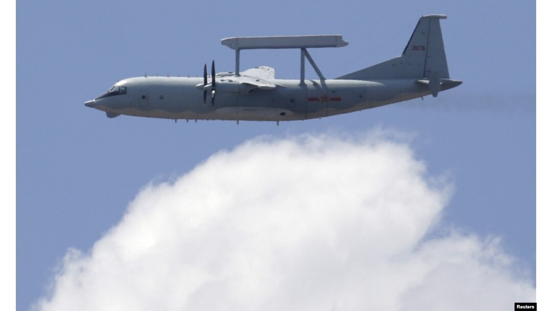 A KJ-200 surveillance aircraft of the Chinese Air Force flies during a training session, July 2, 2015.