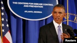 Tổng thống Mỹ Barack Obama phát biểu tại Trung tâm Kiểm soát và Phòng ngừa Dịch bệnh ở Atlanta, Georgia, 16/9/2014.