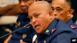 Philippine National Police Chief Ronald Dela Rosa apologizes to South Korea, Jan. 19, 2017, over the death of a Korean man who was arrested illegally and then slain by members of an anti-drug task force at the main police camp in Manila.