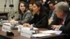 Monovithya Kem, middle, CNRP's deputy director general of public affairs testified at the open hearing on “Cambodia's Descent: Policies to Support Democracy and Human Rights” on Tuesday, December 12, 2017, at the Rayburn House Office Building. (Sreng Leakhena/VOA Khmer)