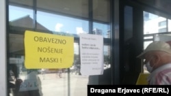 Bosnia and Herzegovina -- A message on the entrance due to coronavirus pandemic, in Sarajevo, July 30, 2020.