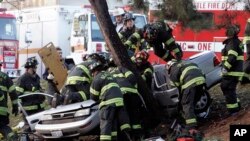 First responders are just as the name states - the first emergency personnel to respond to a car crash, fire or other disaster. (AP PHOTO)