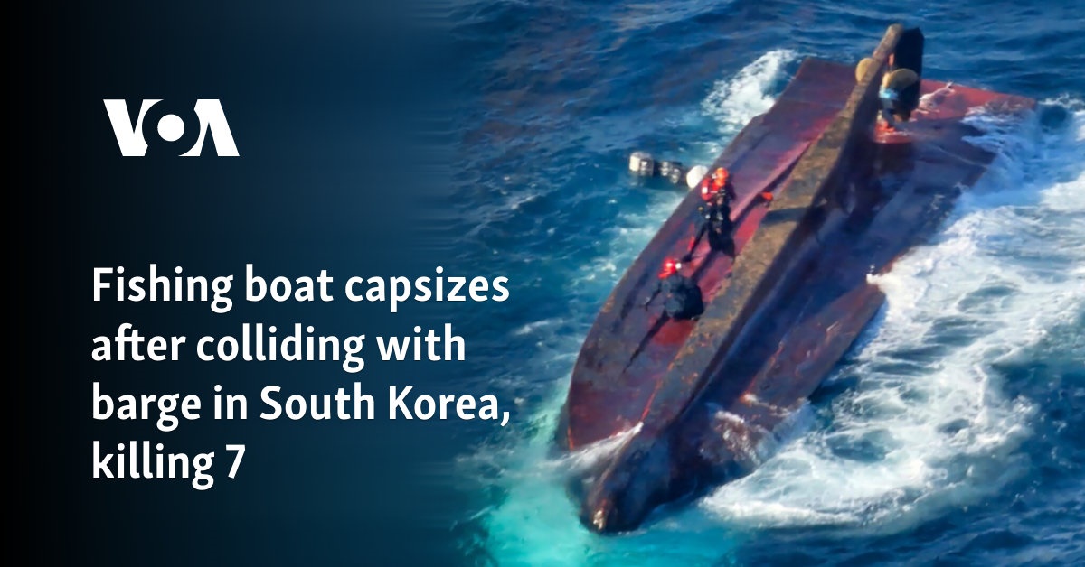 Fishing boat capsizes after colliding with barge in South Korea, killing 7