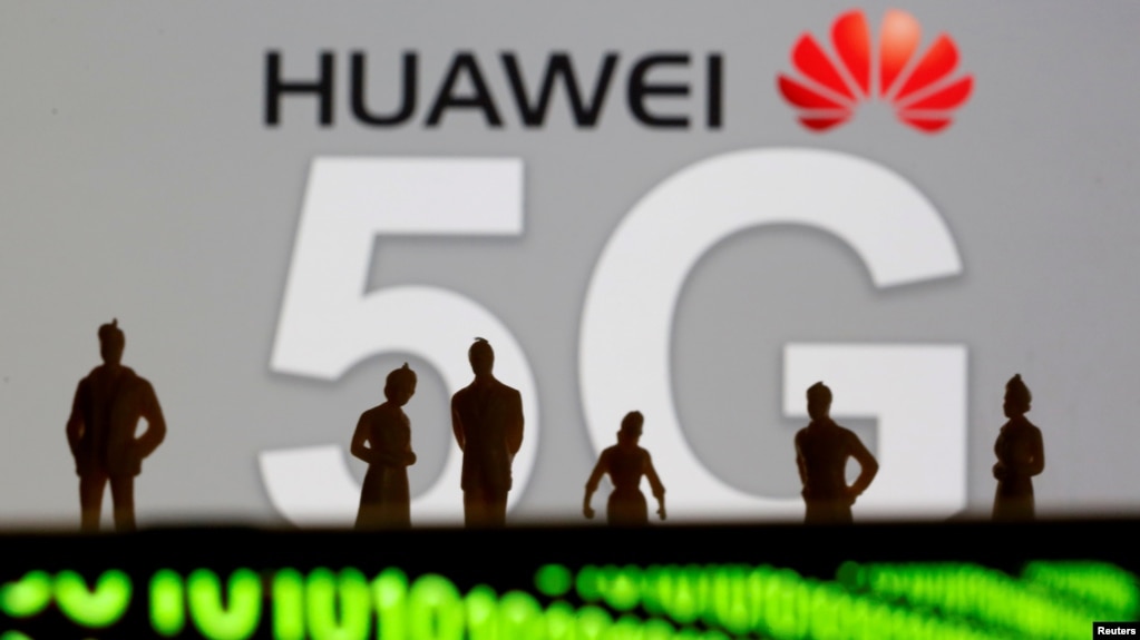 美国国务次卿凯斯·克拉奇呼吁巴西禁用华为5G技术，加入国际净网行动。图为华为5G网络标识 (路透社2019年3月30日资料照)