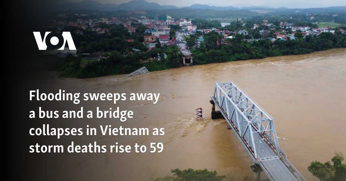 Flooding sweeps away bus, bridge collapses in Vietnam as storm deaths rise to 59  