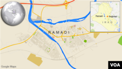 Bản đồ thủ phủ Ramadi, tỉnh Anbar, Iraq.