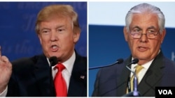 Donald Trump, left, and Rex Tillerson are shown in this composite image.