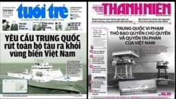 Vụ đụng độ giữa tàu Việt Nam và Trung Quốc trên trang bìa của 2 tờ báo lớn ở Việt Nam, sau khi Bộ Ngoại giao ở Hà Nội cáo buộc tàu Trung Quốc xâm phạm chủ quyền vùng biển Việt Nam.