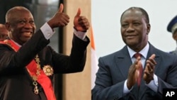 Mr. Laurent Gbagbo (l) and Mr. Alassane Ouattara (r)