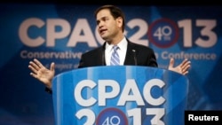 FILE - U.S. Senator Marco Rubio of Florida speaks at the Conservative Political Action Conference (CPAC) at National Harbor, Maryland, March 14, 2013. 