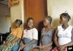 Pregnant women waiting to see nurse at Kroo Bay Community Health Centre in Freetown, Sierra Leone
