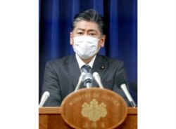 Menteri Kehakiman Yoshihisa Furukawa menjelaskan pelaksanaan hukuman mati di Tokyo (21/12).