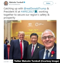 Tấm ảnh trên trang Twitter cá nhân của Thủ tướng Úc không có mặt Chủ tịch Trần Đại Quang.