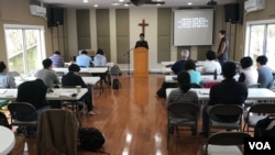 지난 달 24일 버지니아 웨렌톤 에서 열린 ‘워싱턴 통일과 꿈 학교’에서 기독교 통일전략 연구센터 임현석 목사가 설교하고 있다.
