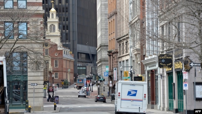 麻萨诸塞州波士顿的空荡街道。(2020年3月20日)