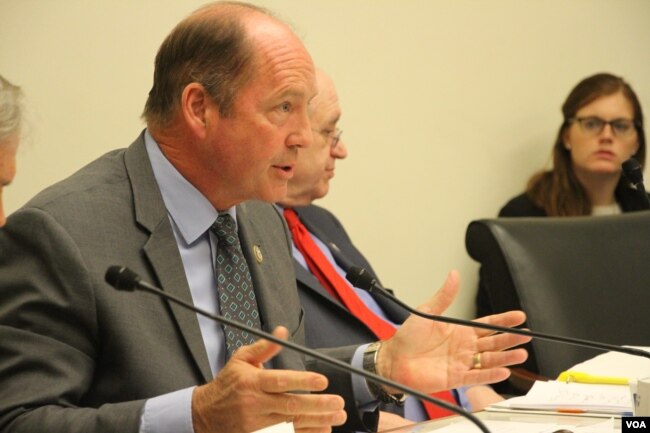 FILE: Congressman Ted Yoho (R- FL), chairman of Subcommittee on Asia and the Pacific at the U.S. House of Representatives, spoke at the open hearing on “Cambodia's Descent: Policies to Support Democracy and Human Rights” on Tuesday December 12, 2017 at the Rayburn building in WashingtoN, D.C. (Sreng Leakhena/VOA Khmer)