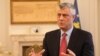 FILE - Kosovo's President Hashim Thaci gives an interview to Reuters in his office in Kosovo's capital, Pristina, Jan. 16, 2017.