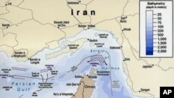 Map of Strait of Hormuz with maritime political boundaries