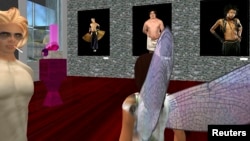 Tampilan komputer karakter avatars pada pameran Fandomania: Characters and Cosplay oleh Elena Dorfman di dunia virtual Second Life, 5 April 2007.