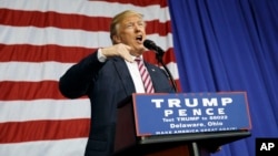 Ứng cử viên tổng thống đảng Cộng hòa Donald Trump phát biểu trong một cuộc mít tinh ở Ohio, 20/10/2016.