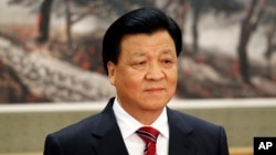 FILE - Liu Yunshan, a leading member of the Chinese Communist Party’s Politburo Standing Committee, is seen at Beijing's Great Hall of the People, in a Nov. 15, 2012, photo.