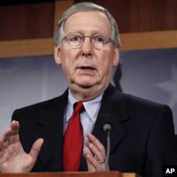 Senate Minority Leader Mitch McConnell, R-Ky., speaks during a news conference following two votes on tax cuts on Capitol Hill in Washington, 04 Dec 2010