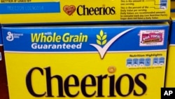 Boxes of Cheerios, made by General Mills, at Piazza's grocery, Palo Alto, Calif., June 28, 2011.