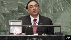 Asif Ali Zardari, President of Pakistan, addresses the 67th session of the United Nations General Assembly at U.N. headquarters Sept. 25, 2012.