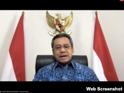 Wamenkeu Suahasil Nazara dalam telekonferensi pers di Jakarta , Rabu (30/9). (Foto: screenshot/Setpres RI)