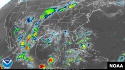 NOAA infrared satellite image of US East Atlantic and Gulf Coast, Sunday, Sept 2, 2018. 