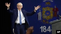 FILE - Wisconsin Democratic candidate for governor Tony Evers speaks at a rally in Milwaukee, Oct. 26, 2018. Evers won the election and will be Wisconsin's next governor.