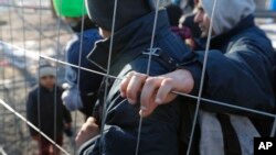 Migrants wait to be allowed to cross the border from Slovenia, in Spielfeld, Austria, Jan. 20, 2016.