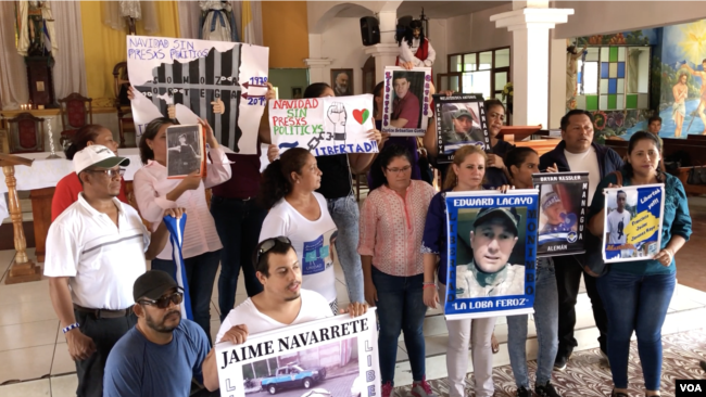 Familiares de presos políticos en Nicaragua lanzaron campaña “Navidad sin presos ni presas políticas”. Foto: VOA.