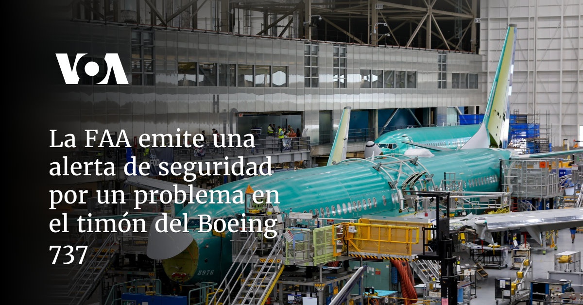 La FAA emite alerta de seguridad por problema en el timón del Boeing 737