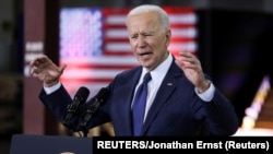 Presiden AS Joe Biden berbicara di kota Pittsburgh, Pennsylvania, Rabu (31/3). 