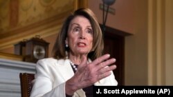 La Présidente de la Chambre des représentants, Nancy Pelosi dans son bureau du Capitole à Washington, le mercredi 10 avril 2019.