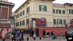 FILE - The Bambino Gesu' pediatric hospital in Rome, April 1, 2016. The Vatican trial over $500,000 in donations to the pope's pediatric hospital that were diverted to renovate a cardinal's penthouse is reaching its conclusion.
